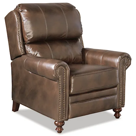 Traditional Leather High Leg Recliner with Nailheads
